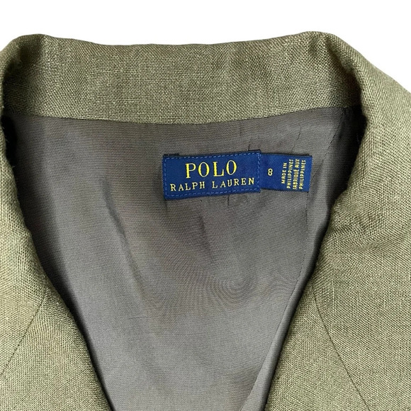 Polo Ralph Lauren Double-Breasted 100% Linen Blazer in Green Size 8 - Picture 10 of 16